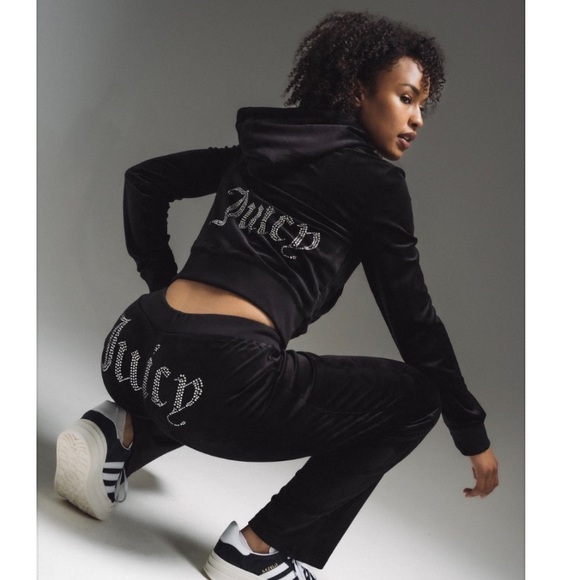 Juicy Couture Velour Tracksuit in Black. - Picture 3 of 12